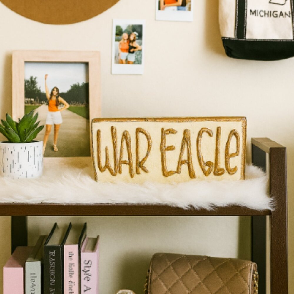 boutique hand painted AUBURN "WAR EAGLE" block for dorm decor room